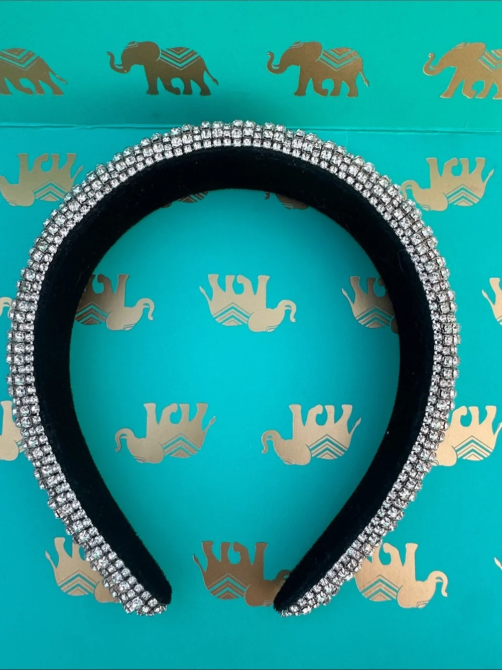 Rhinestone Embellished Black Crystal Headband